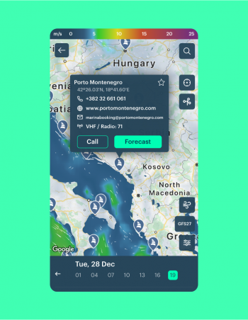 Marinas info on the map